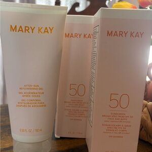 Mary Kay SPF 50 Sunscreen with Pink and White Packaging